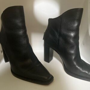 Black Leather Ankle Boots